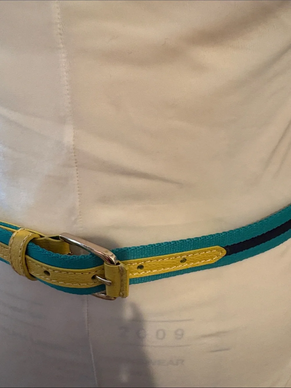 Talbots Teal and Yellow Striped Belt